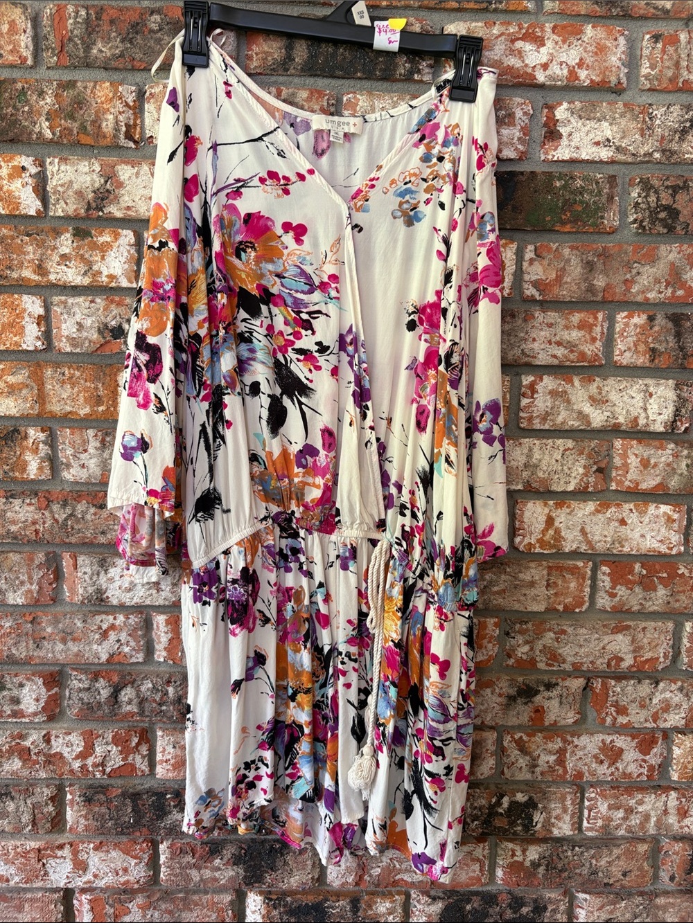 White Floral V-Neck Tiered Boho Romper with Tie Waist